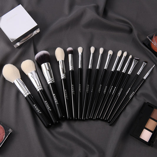 15-Piece Natural Animal Hair Makeup Brush Set