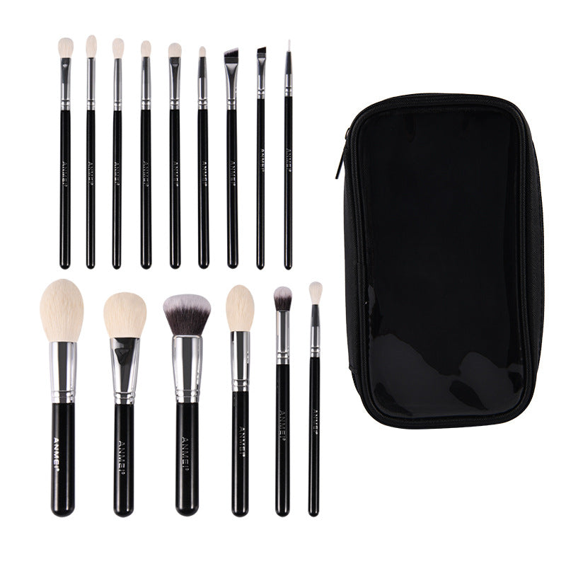 15-Piece Natural Animal Hair Makeup Brush Set