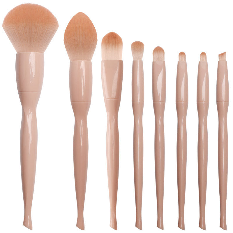 8-piece Electroplated Skin-tone Makeup Brush Set