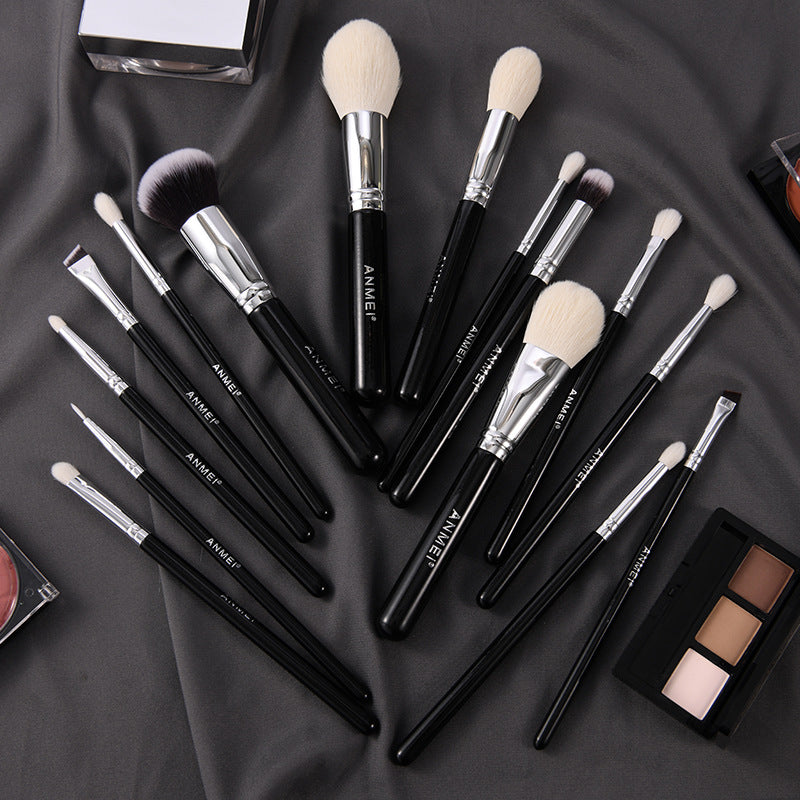 15-Piece Natural Animal Hair Makeup Brush Set
