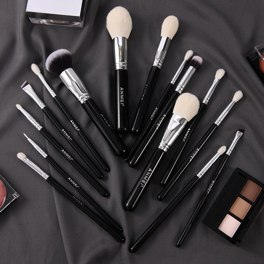 15-Piece Natural Animal Hair Makeup Brush Set