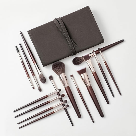 15-piece Wool Makeup Brush Set