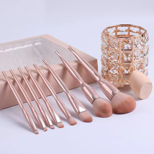 8-piece Electroplated Skin-tone Makeup Brush Set